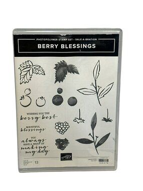 Pre-Owned Stampin’ Up! Berry Blessings 13-Pcs Photopolymer Stamp Sale-A-Bration